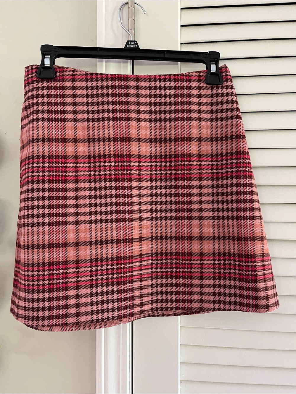Wilfred Pink and Brown Plaid A-Line Mini Skirt